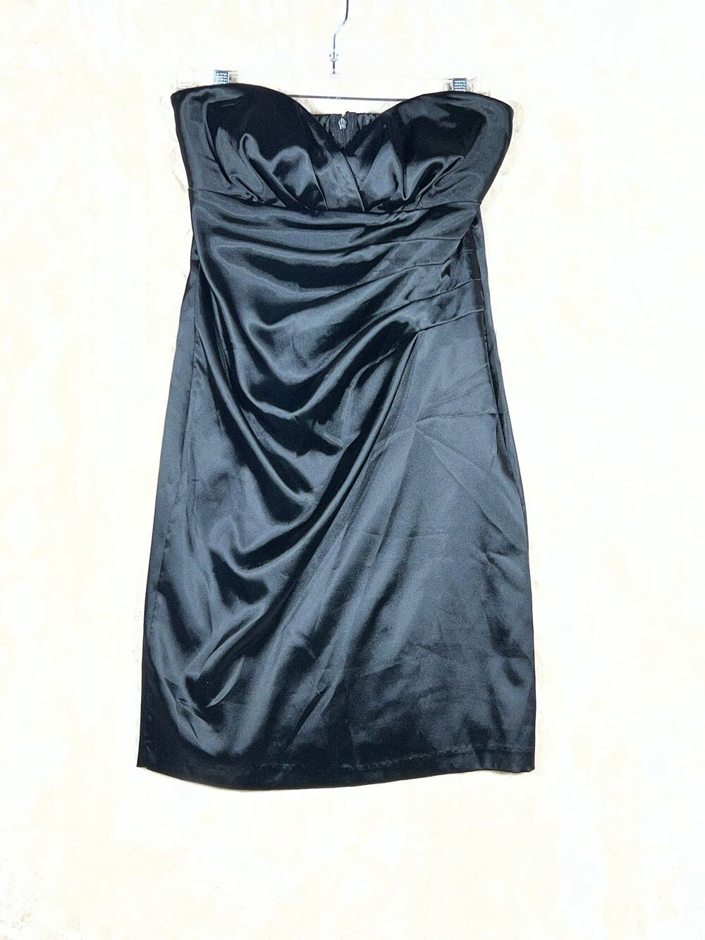 Black Strapless Satin Ruched Cocktail Dress Juniors 11 NWT Homecoming